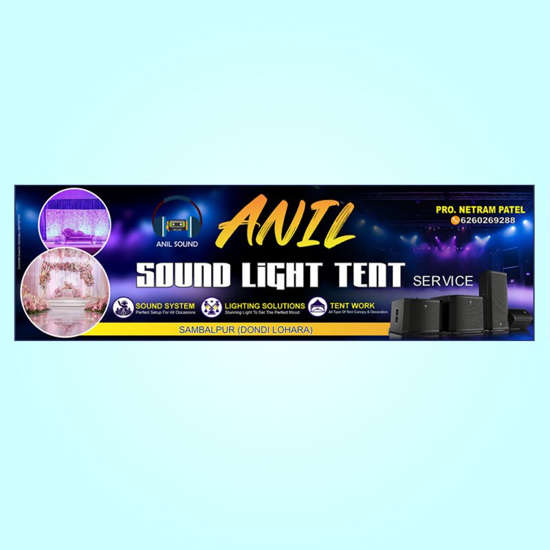 Sound Light Tent Service Banner Design CDR Free Download with Fonts