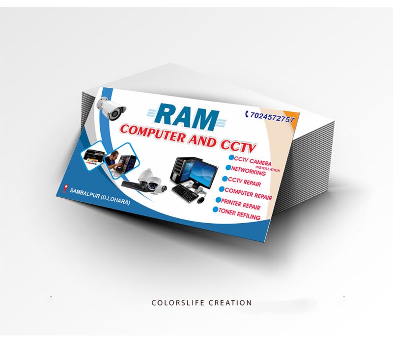 Computer and CCTV Repairing Visiting Card CDR Design Template (CDR FILE)