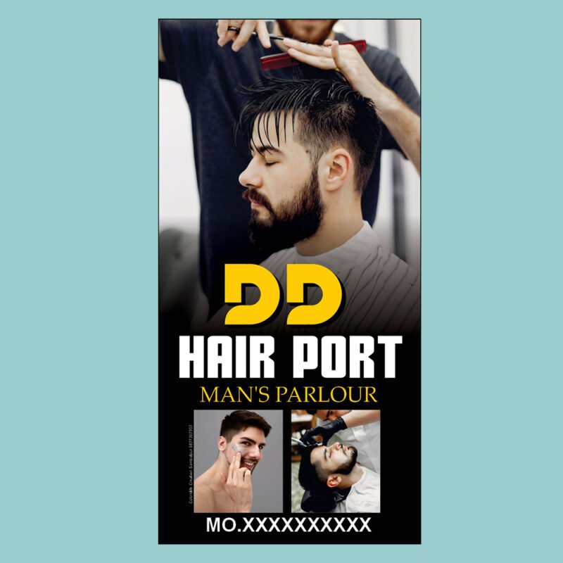 Hair Salon & Mens Parlour Flex Banner CDR Template | Barber Shop Signboard Design